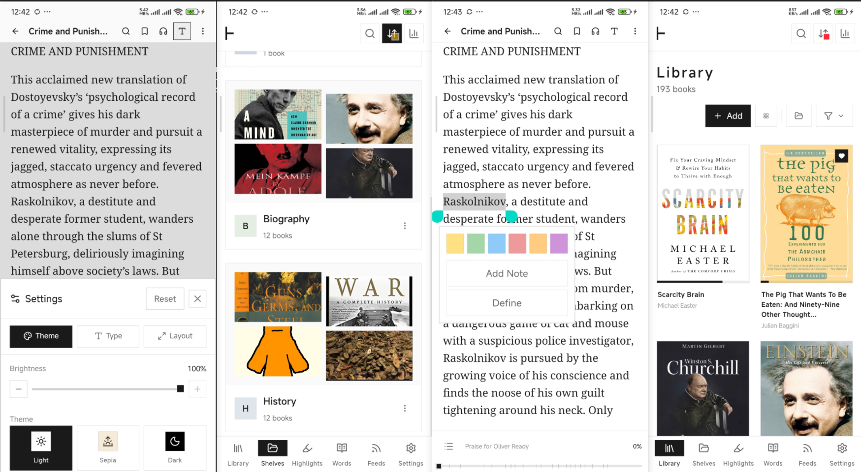 Theorem running on Android mobile and tablet screens